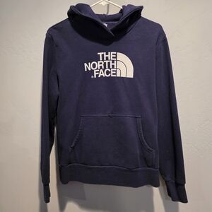 The North Face Women's Navy Hoodie With White Graphic, L